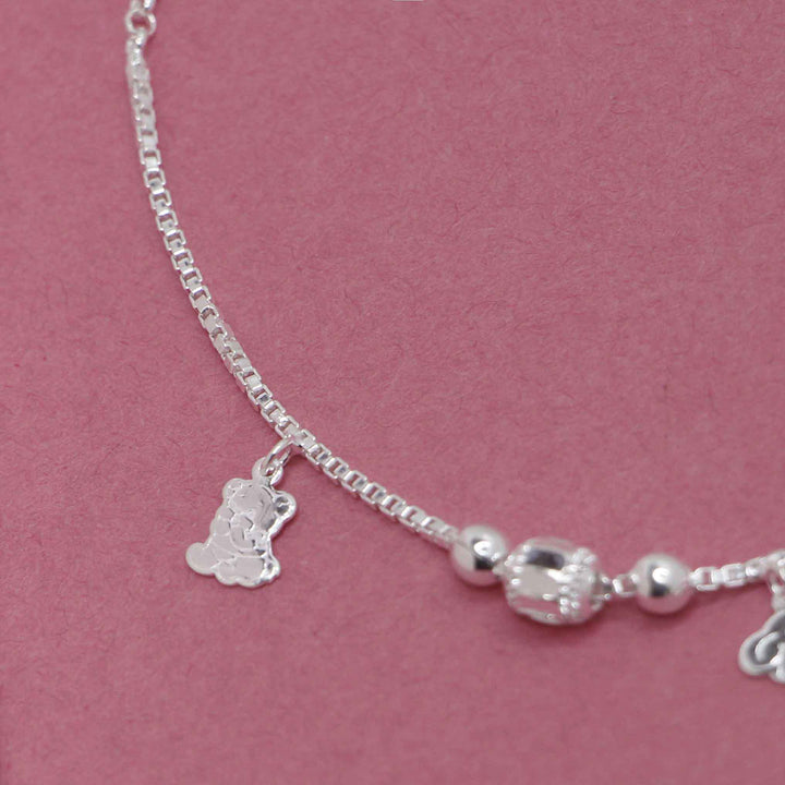 Silver Anklet with Teddy & Elephant Anklets - By Unniyarcha - Original Manufacturers of Silver Jewelry, Gold Plated Jewellery, Fashion Jewellery and Personalized Soul Bands and Personalized Jewelry