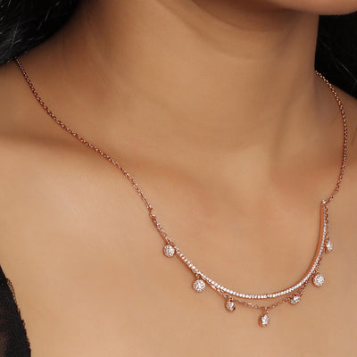 Silver double layered zircon necklace Necklaces - By Unniyarcha - Original Manufacturers of Silver Jewelry, Gold Plated Jewellery, Fashion Jewellery and Personalized Soul Bands and Personalized Jewelry