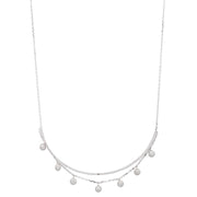 Silver double layered zircon necklace