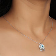 Silver Evil Eye Zircon Necklace - By Unniyarcha - Original Manufacturers of Silver Jewelry, Gold Plated Jewellery, Fashion Jewellery and Personalized Soul Bands and Personalized Jewelry
