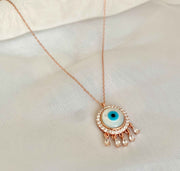 Silver Evil Eye Zircon Necklace Rose Gold - By Unniyarcha - Original Manufacturers of Silver Jewelry, Gold Plated Jewellery, Fashion Jewellery and Personalized Soul Bands and Personalized Jewelry