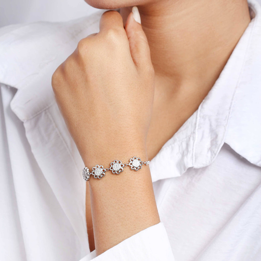 Buy Teejh Sunita Silver Oxidised Floral Bracelet for Women Online At Best  Price @ Tata CLiQ