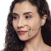 Silver Gold and green nath Nose Pins - By Unniyarcha - Original Manufacturers of Silver Jewelry, Gold Plated Jewellery, Fashion Jewellery and Personalized Soul Bands and Personalized Jewelry