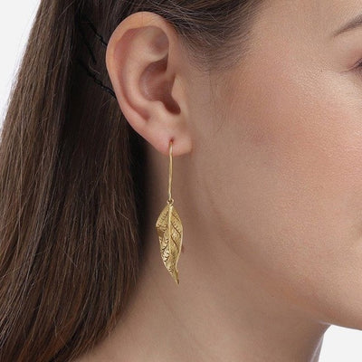 Silver Gold Plated Twisted Leaf Earring - By Unniyarcha - Original Manufacturers of Silver Jewelry, Gold Plated Jewellery, Fashion Jewellery and Personalized Soul Bands and Personalized Jewelry