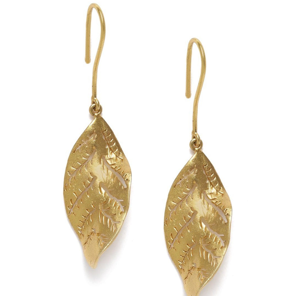 Silver Gold Plated Twisted Leaf Earring