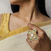Silver Kundan Green Ring Rings - By Unniyarcha - Original Manufacturers of Silver Jewelry, Gold Plated Jewellery, Fashion Jewellery and Personalized Soul Bands and Personalized Jewelry