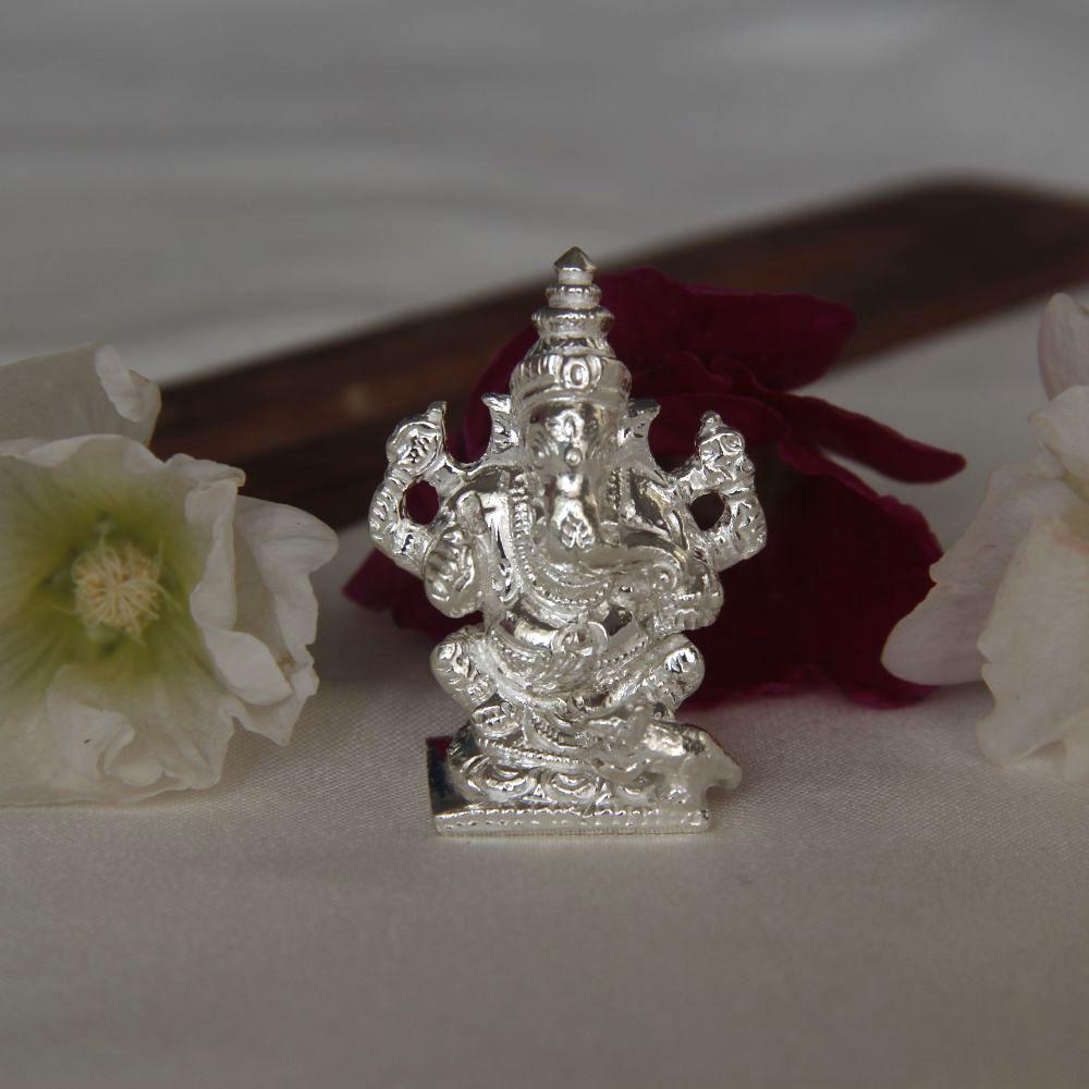 Silver Solid Ganesha Idol