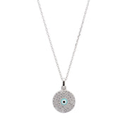 Silver Zircon Evil eye round necklace Necklaces SILVER - By Unniyarcha - Original Manufacturers of Silver Jewelry, Gold Plated Jewellery, Fashion Jewellery and Personalized Soul Bands and Personalized Jewelry