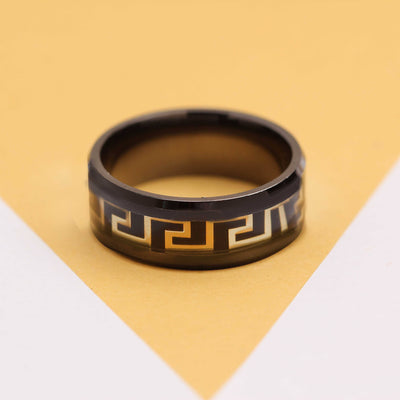 Unisex silver Black and Gold Ring